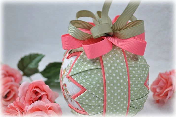 Coral Roses Quilted Ornament