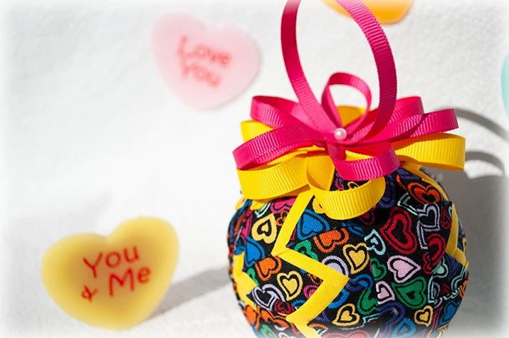 Candy Hearts Quilted Ornament